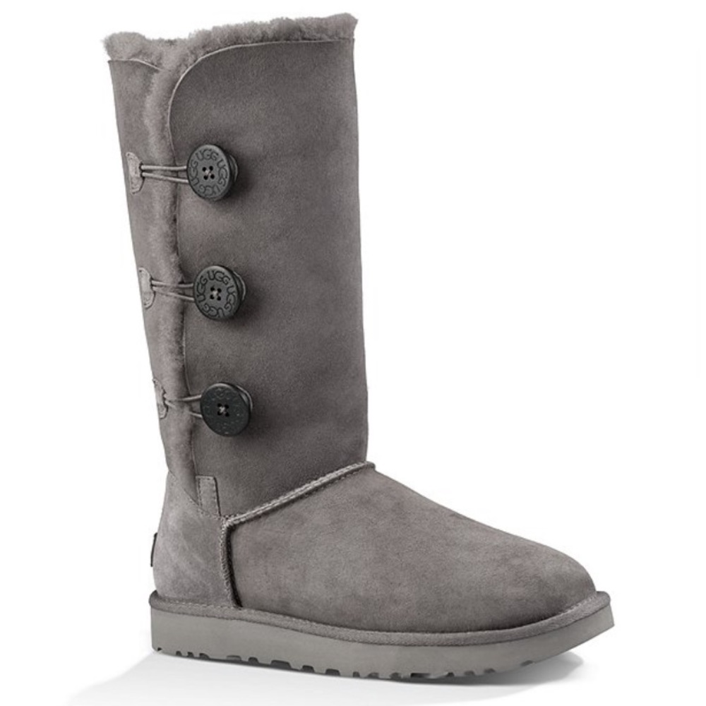 grey tall button up uggs